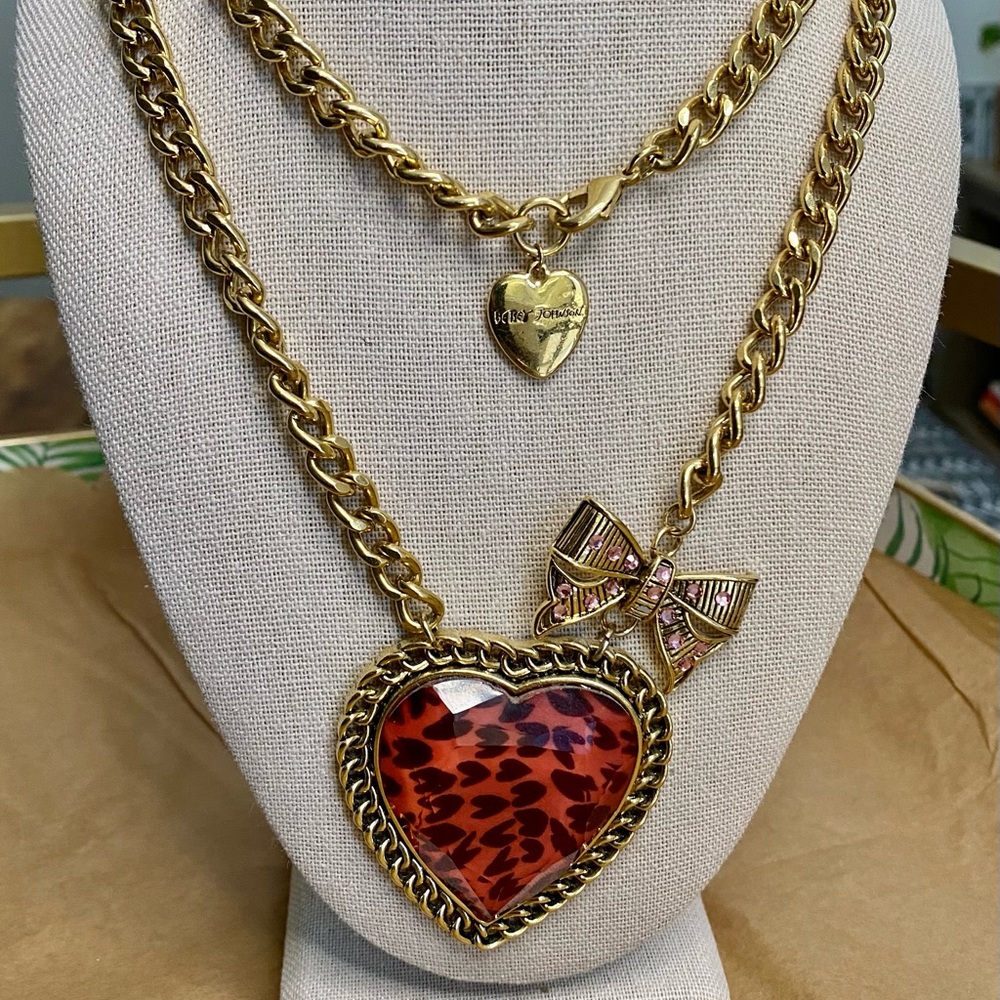 Betsey Johnson Leopard Heart Pendant